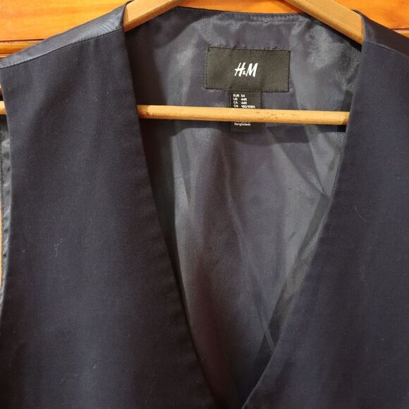 H&M Black Waistcoat Cummerbund Vest Mens 44R - Picture 3 of 6